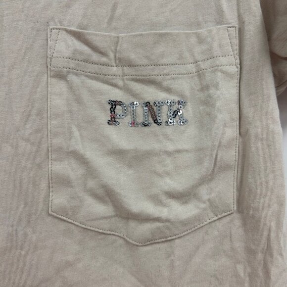 0357 💫 Victoria’s Secret PINK Y2K Sequin Logo Pocket Tee Y2K college grunge 💫 - Picture 3 of 11